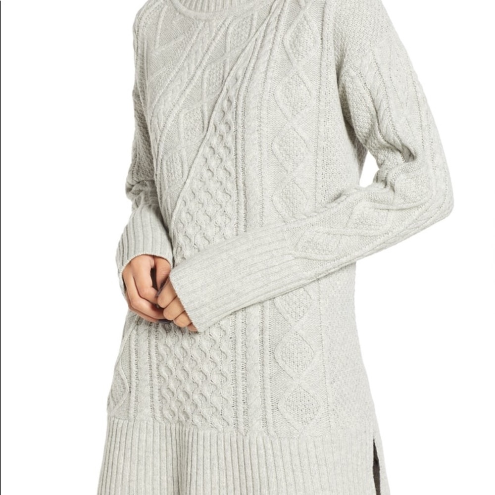 Pink J. Crew Oversized Patchwork Cable Sweater Xs - image 3